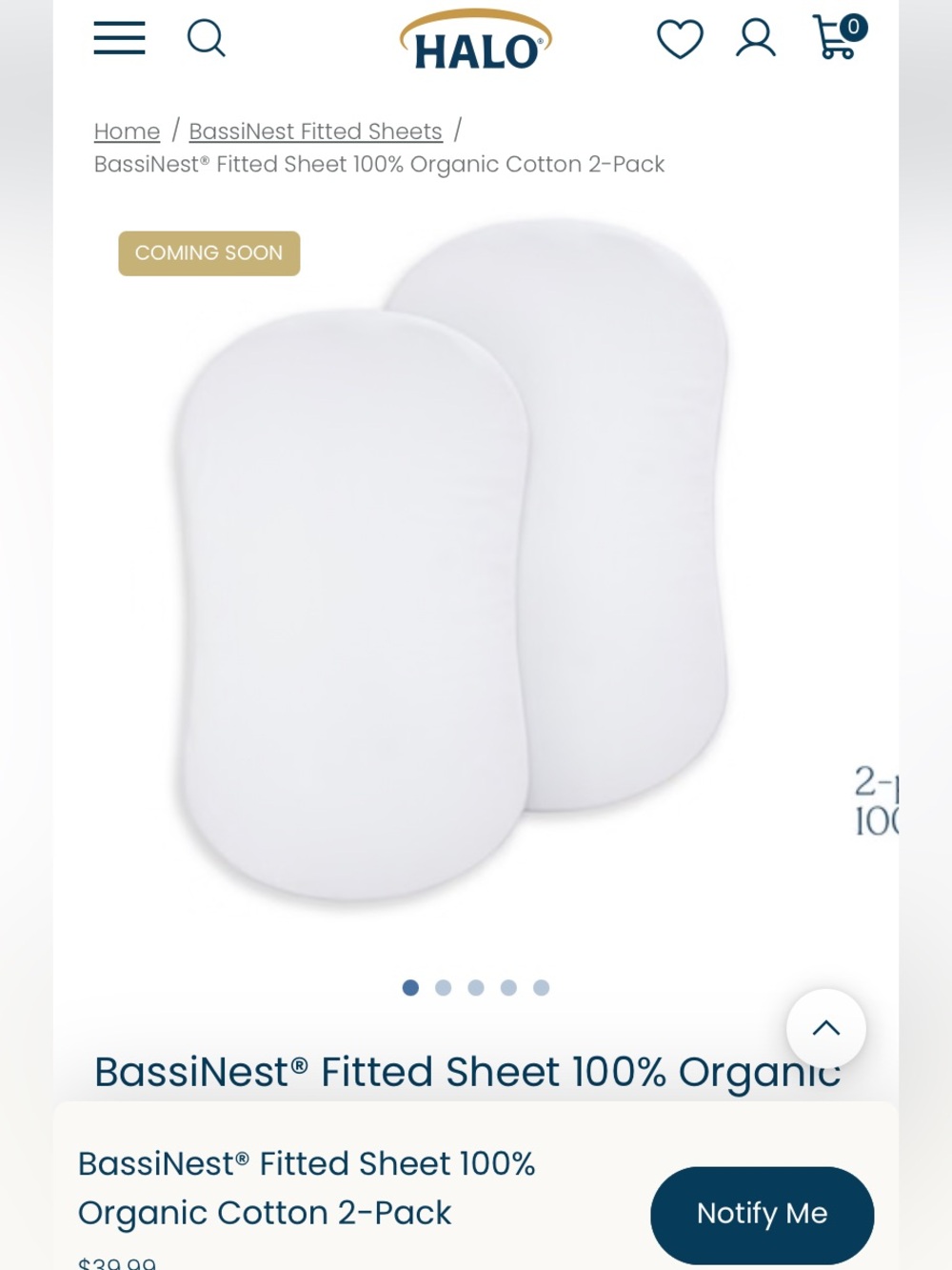 3 x HALO BassiNest® Fitted Sheet 3 Pack — white